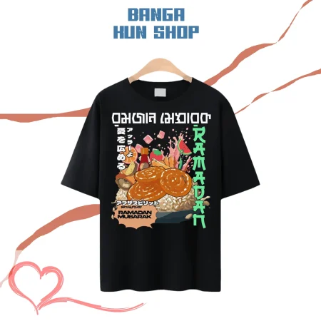 Ramadan Mubarak TSHIRT STREETWEAR by Banga Kun Shop Drops shoulder Premium Black T-shirt