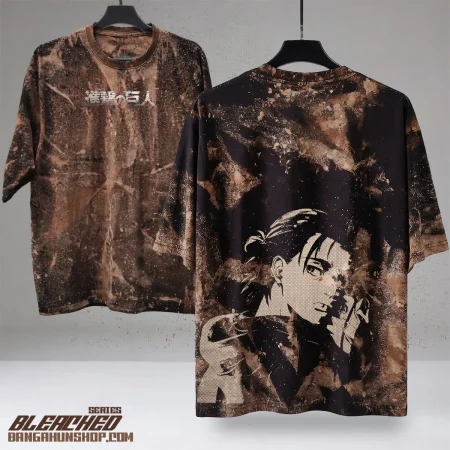 Eren AOT T-Shirt Bleach Wash T-shirt 200GSM Oversized Dropshoulder Cotton Street wear Attack on Titan