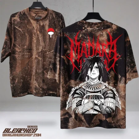 Madara Uchiha Naruto T-Shirt Bleach Wash T-shirt 200GSM Oversized Dropshoulder Cotton Street wear