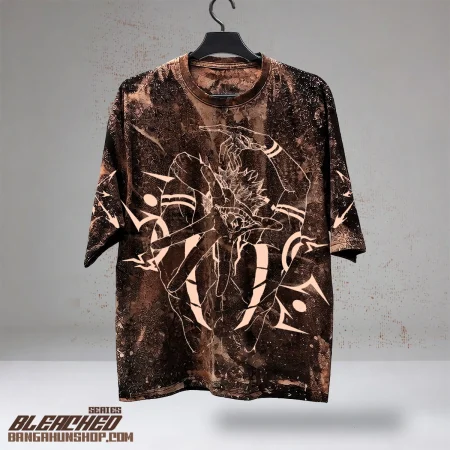 Jujutsu Kaisen Anime Sukuna T-Shirt Bleach Wash T-shirt 200GSM Oversized Dropshoulder Cotton Street wear