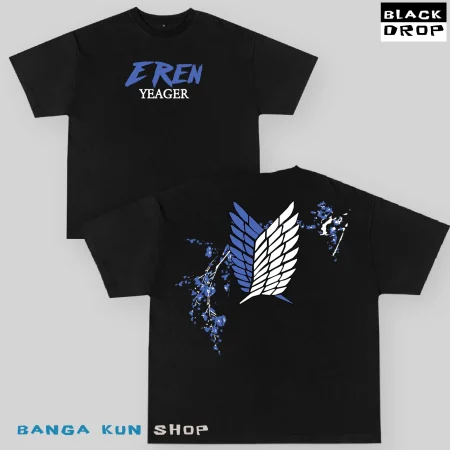 AOT Eren TSHIRT STREETWEAR by Banga Kun Shop Drops shoulder Premium T-shirt Attack on Titan