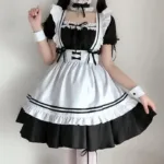 Maid Costume Set Anime Cosplay Lolita Japanese Maid Dress Outfit Cute Black Dress - Image 5