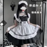 Maid Costume Set Anime Cosplay Lolita Japanese Maid Dress Outfit Cute Black Dress