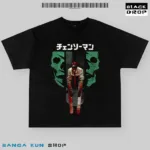 Chainsaw Man Oversized T-shirt Premium Black Cotton Dropshoulder