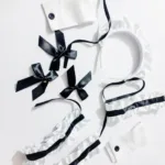Maid Costume Set Anime Cosplay Lolita Japanese Maid Dress Outfit Cute Black Dress - Image 4
