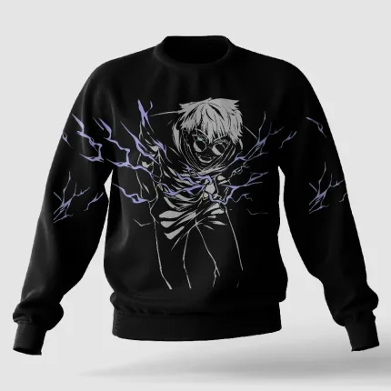 Gojo Satoru Inspired Black Oversized Sweatshirt