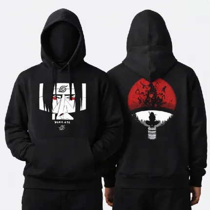 Itachi Uchiha Inspired Graphics Black Hoodie 350GSM